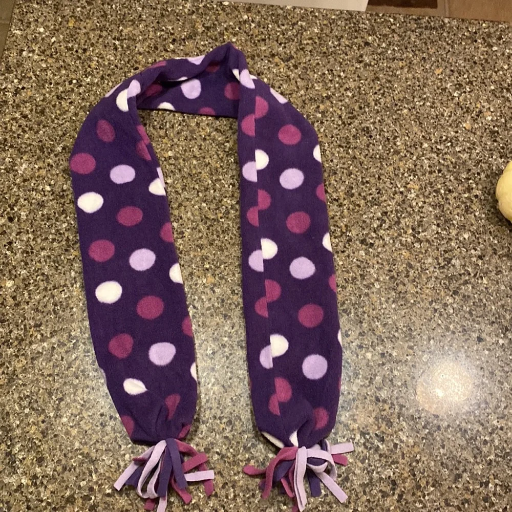 Fleece Scarf Dark Purple with Light and Medium Purple and White Spots - Picture 5 of 5